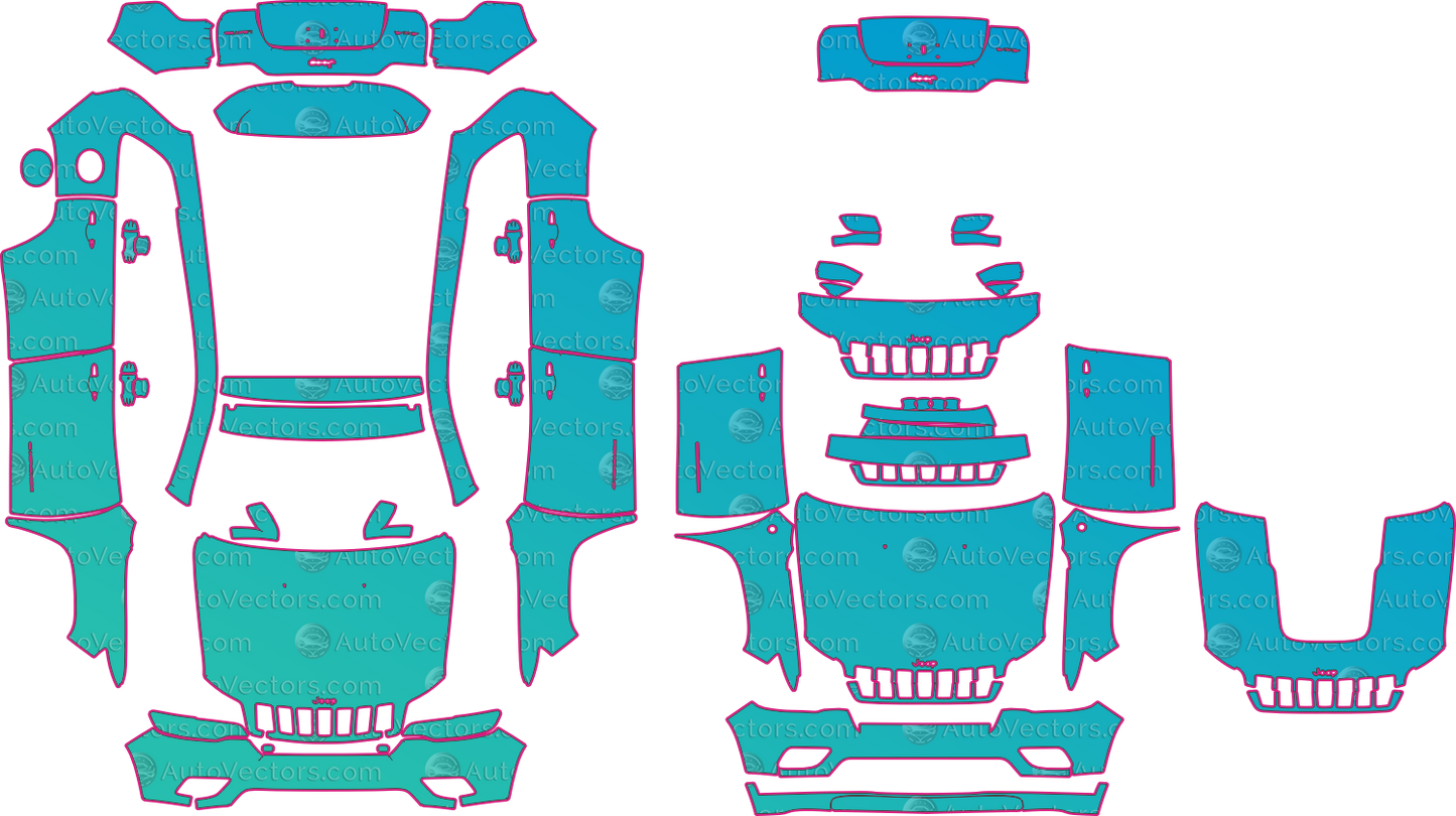 Jeep Cherokee KL (From 2019) SUV Pre-Cut PPF Pattern Templates – pre-cut PPF pattern templates, digital download vector files (CDR, AI, PDF, DXF, SVG)