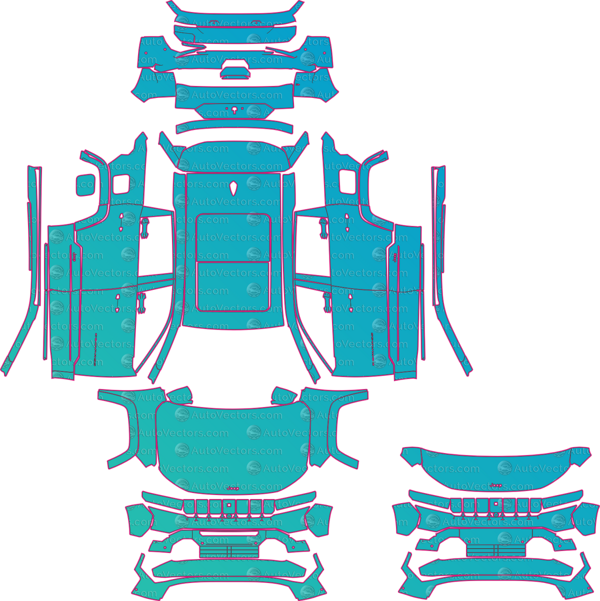 Jeep Compass e-hybrid (From 2026) SUV pre-cut PPF pattern layout