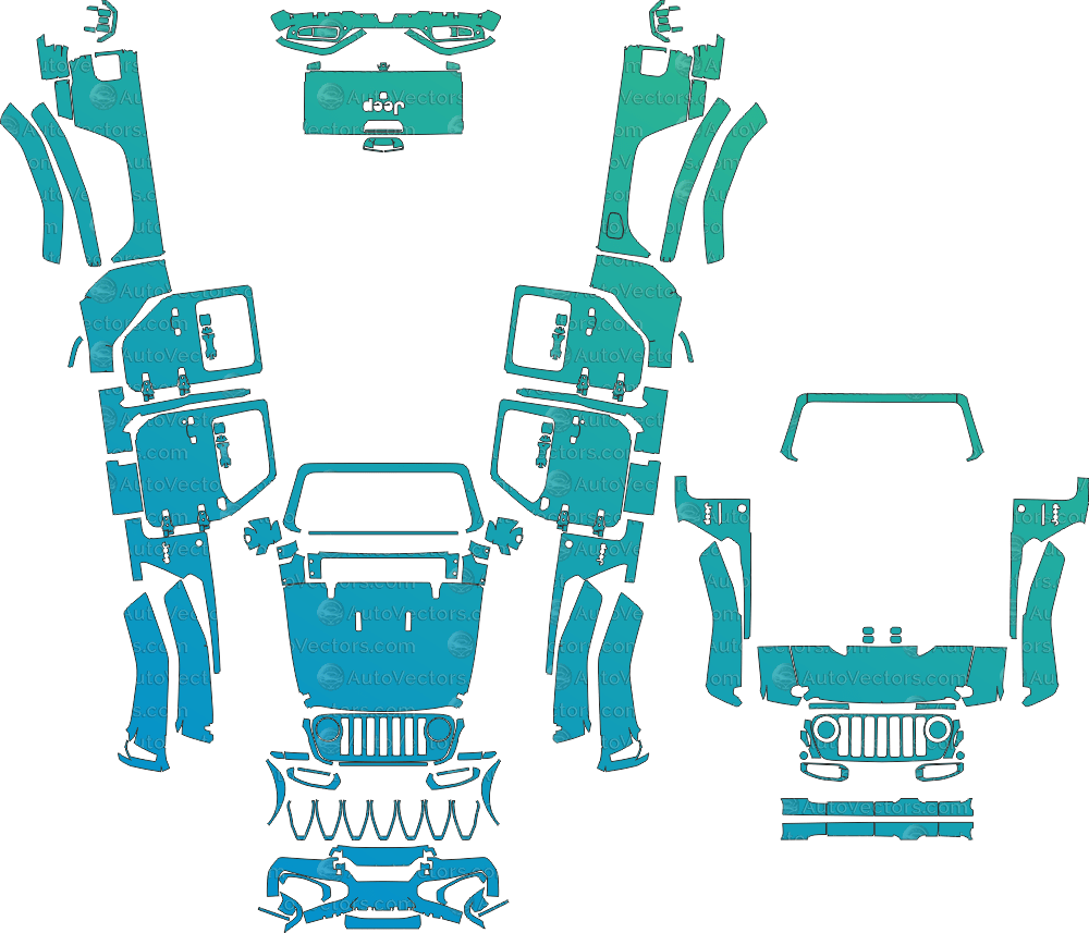 Jeep Gladiator High Altitude JT (From 2021) Pickup Pre - Cut PPF Pattern Templates pre - cut PPF template digital file download