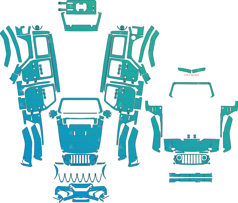 Jeep Wrangler JL High Altitude 4 - Door (From 2020) SUV Pre - cut PPF Pattern Templates pre - cut PPF template digital file download
