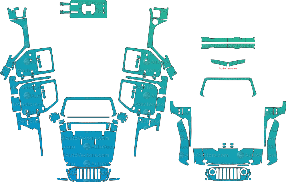 Jeep Wrangler JL Willys 4 - Door (From 2020) SUV Pre - cut PPF Pattern Templates pre - cut PPF template digital file download