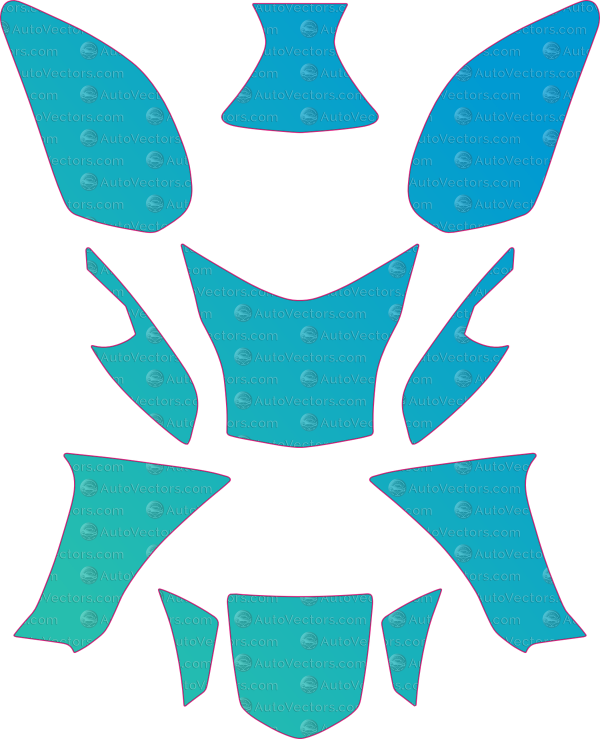 Kawasaki ER6-N Base (From 2014) Moto motorcycle PPF pattern layout