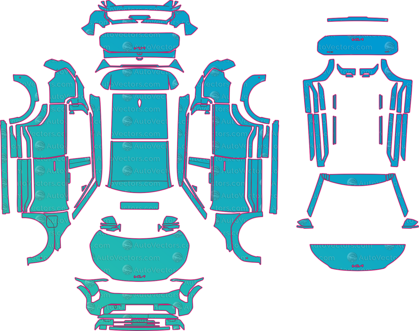 Kia EV3 Air (From 2025) SUV – pre-cut PPF pattern templates, instant digital download vector cut files (CDR, AI, PDF, SVG)