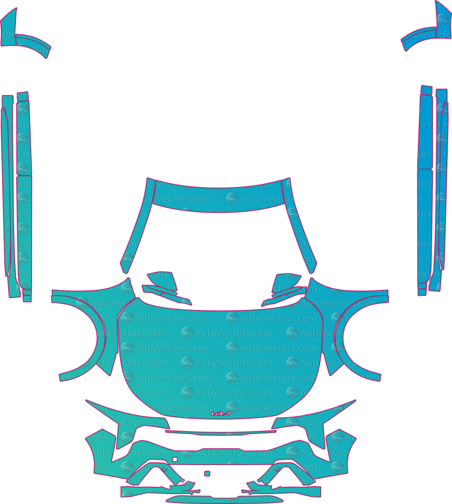 Kia K4 CL4 GT-Line Turbo (From 2025) Sedan Pre-Cut PPF Pattern Templates – pre-cut PPF pattern templates, digital download vector files (CDR, AI, PDF, DXF, SVG)