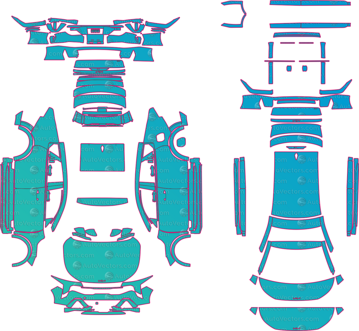 Kia K4 GT-Line Turbo Front pack (From 2025) Sedan – pre-cut PPF pattern templates, instant digital download vector cut files (CDR, AI, PDF, SVG)