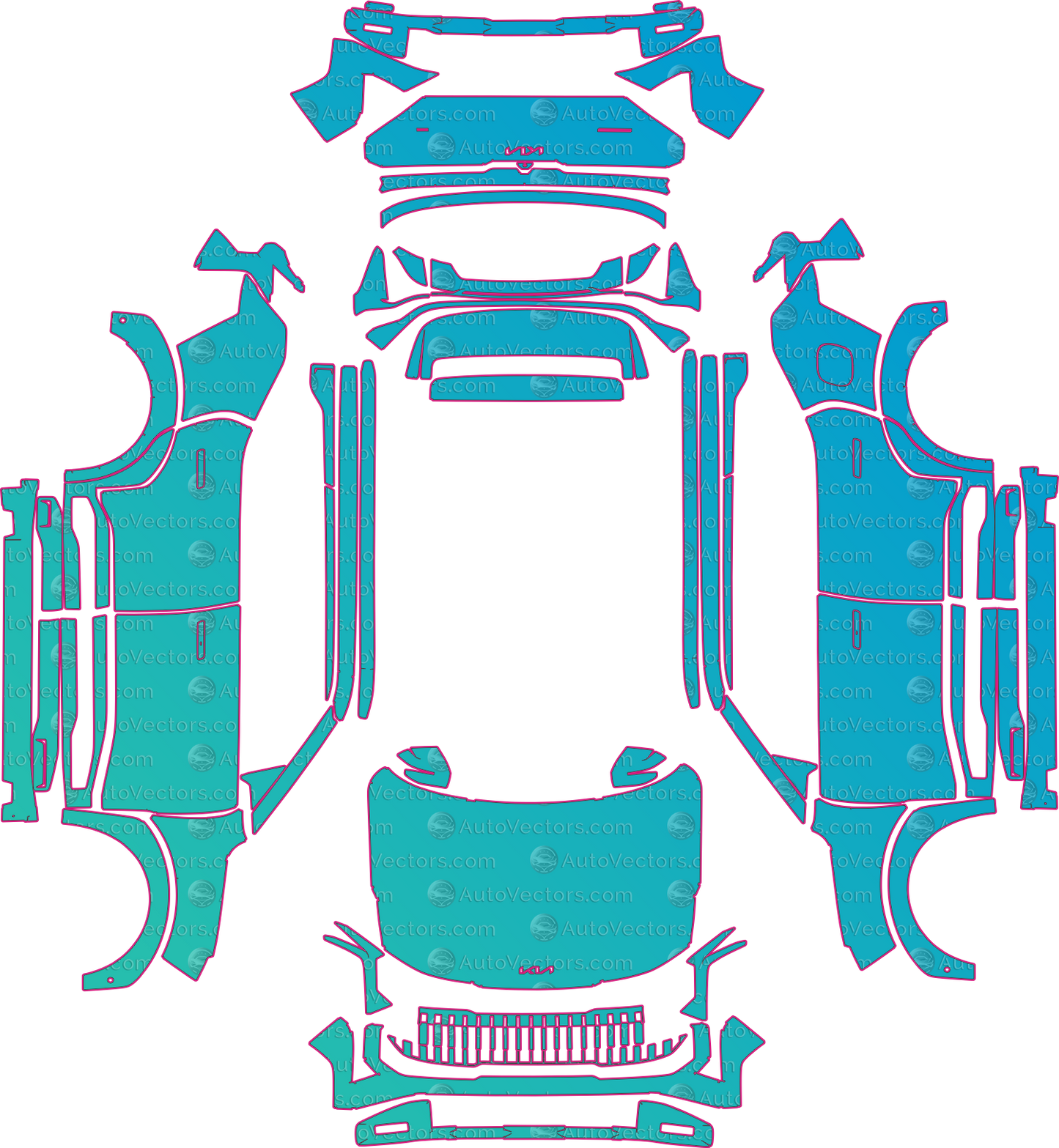 Kia Seltos Base v2 (From 2027) SUV Pre-Cut PPF Pattern Templates – pre-cut PPF pattern templates, digital download vector files (CDR, AI, PDF, DXF, SVG)