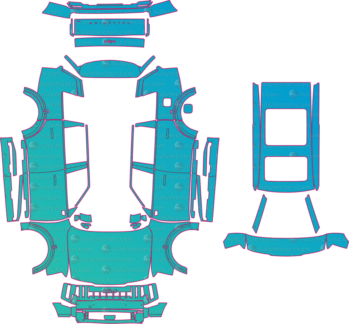 Kia Telluride s (From 2027) SUV pre-cut PPF pattern layout