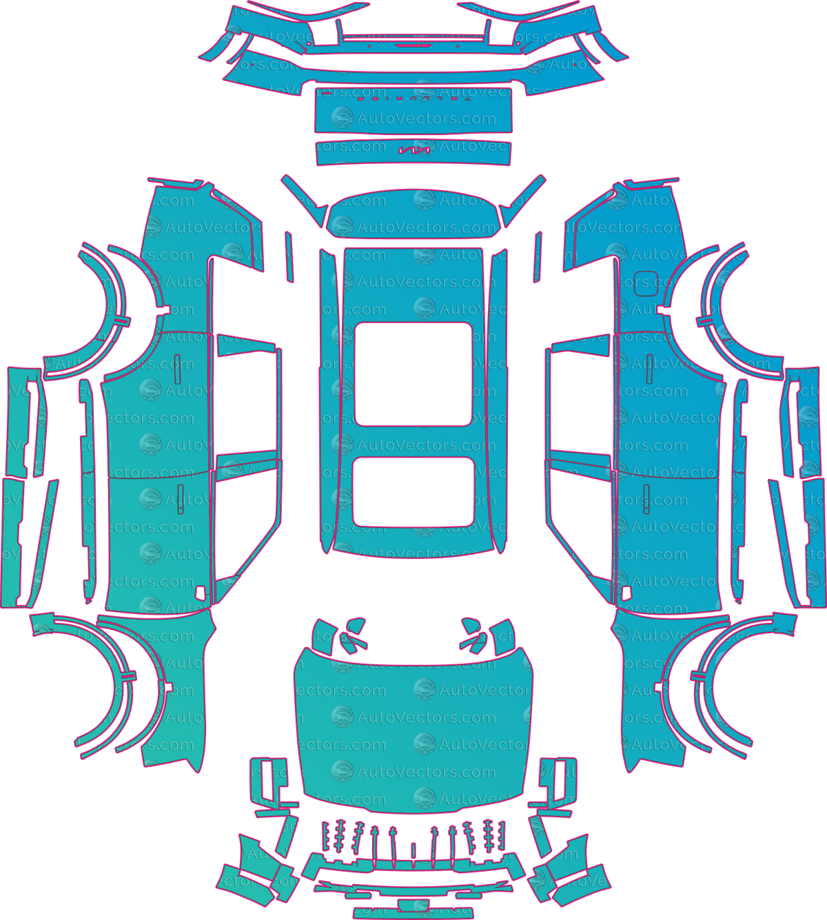 Kia Telluride X-Line (From 2027) SUV – pre-cut PPF pattern templates, instant digital download vector cut files (CDR, AI, PDF, SVG)