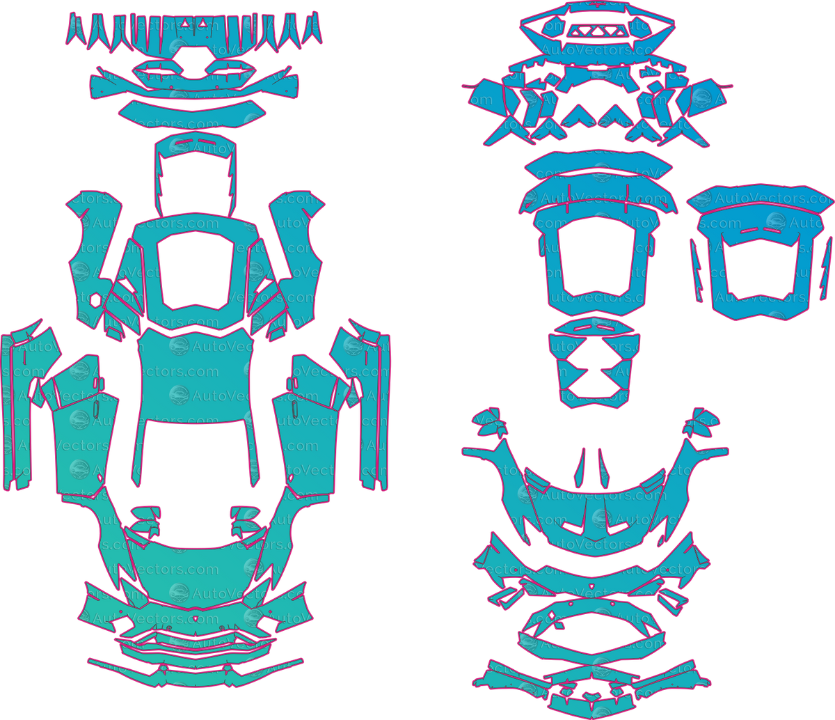 Lamborghini Aventador S (From 2017) Coupe – pre-cut PPF pattern templates, instant digital download vector cut files (CDR, AI, PDF, SVG)