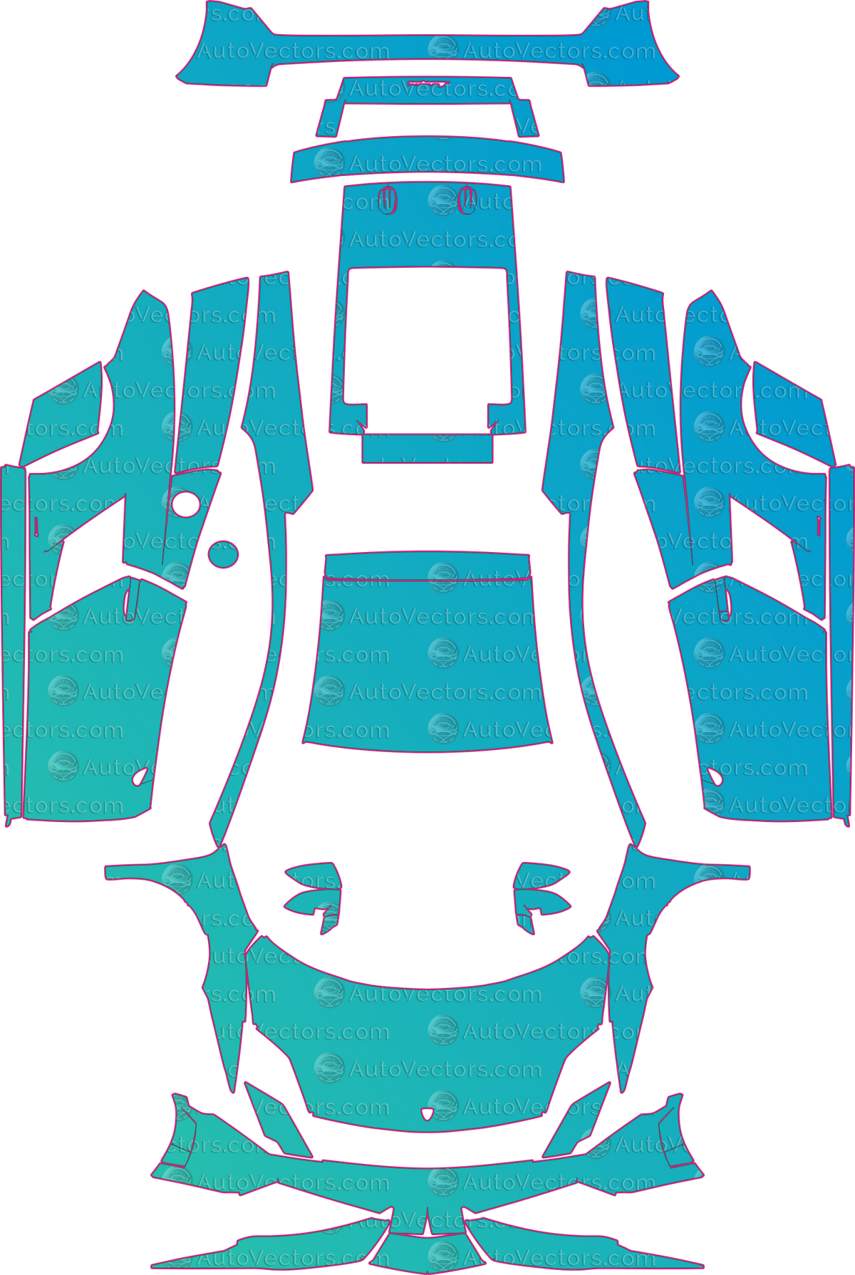 Lamborghini Gallardo LP 570-4 Superleggera (From 2011) Coupe – pre-cut PPF pattern templates, instant digital download vector cut files (CDR, AI, PDF, SVG)