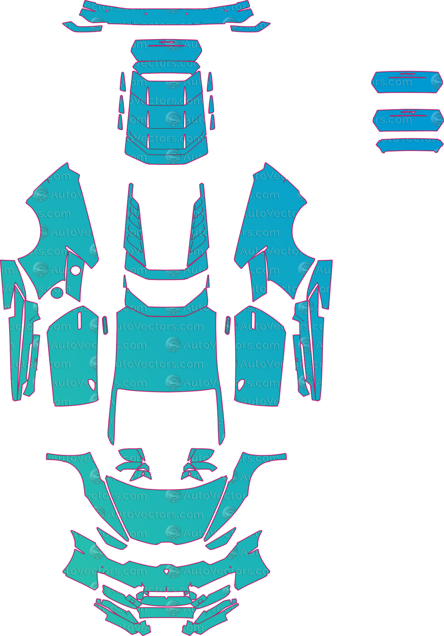Lamborghini Huracan 724 LP 580-2 (From 2016) Coupe – pre-cut PPF pattern templates, instant digital download vector cut files (CDR, AI, PDF, SVG)