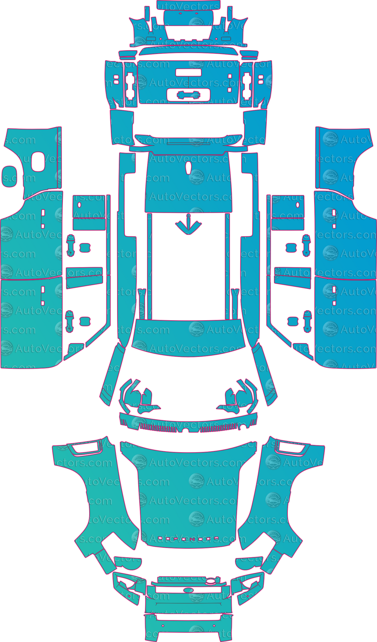 Land Rover Defender L663 Base First Edition 110 (From 2020) SUV – pre-cut PPF pattern templates, instant digital download vector cut files (CDR, AI, PDF, SVG)
