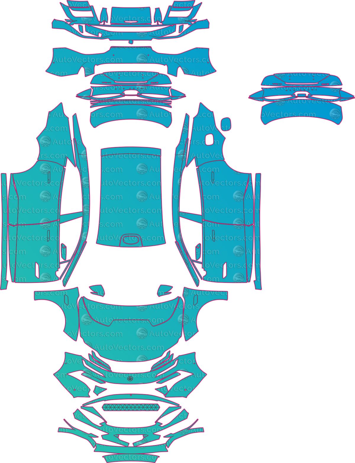 Lotus Emeya Base (From 2024) Sedan – pre-cut PPF pattern templates, instant digital download vector cut files (CDR, AI, PDF, SVG)