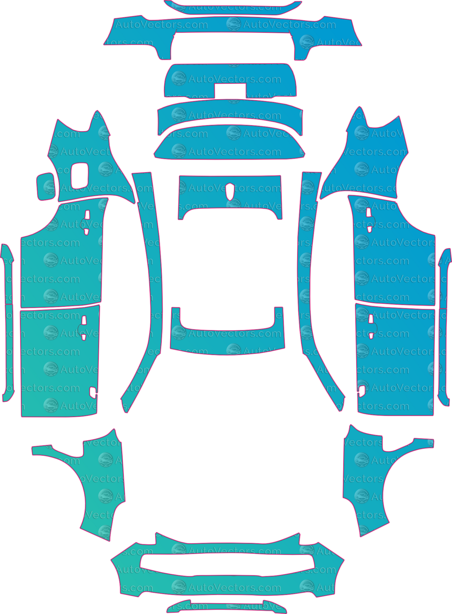 Lynk & Co 1 Base (2017-2021) SUV – pre-cut PPF pattern templates, instant digital download vector cut files (CDR, AI, PDF, SVG)