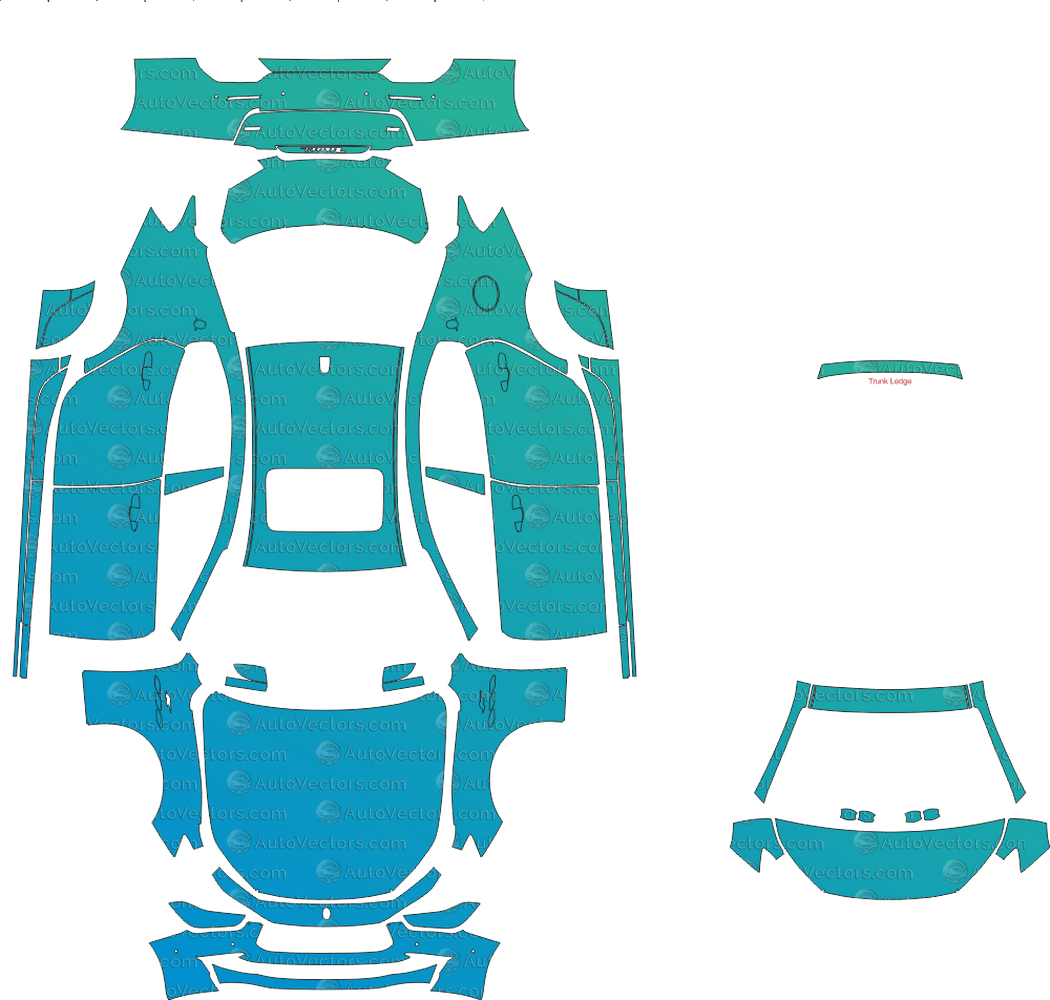 Maserati Ghibli GT (From 2018) Sedan pre-cut PPF vector template download