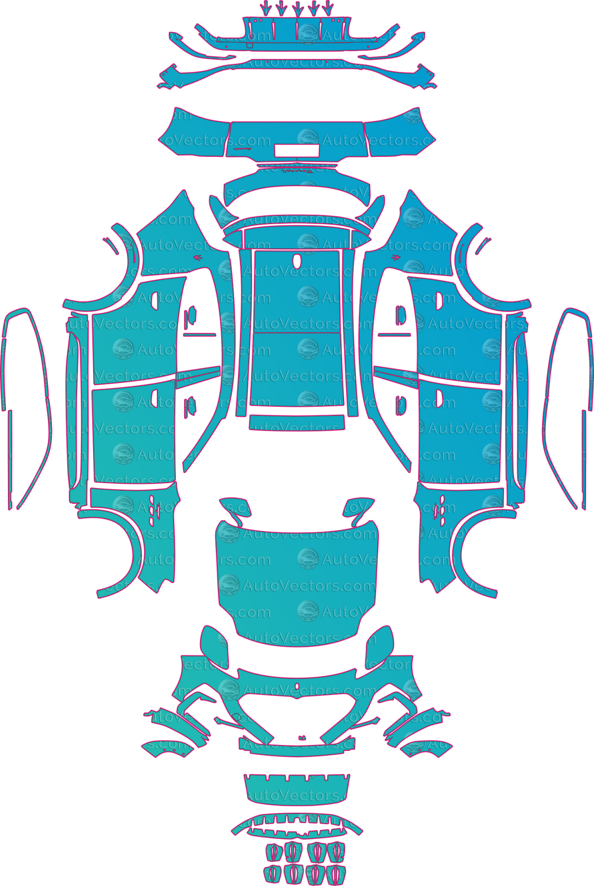 Maserati Grecale Trofeo (From 2023) SUV – pre-cut PPF pattern templates, instant digital download vector cut files (CDR, AI, PDF, SVG)