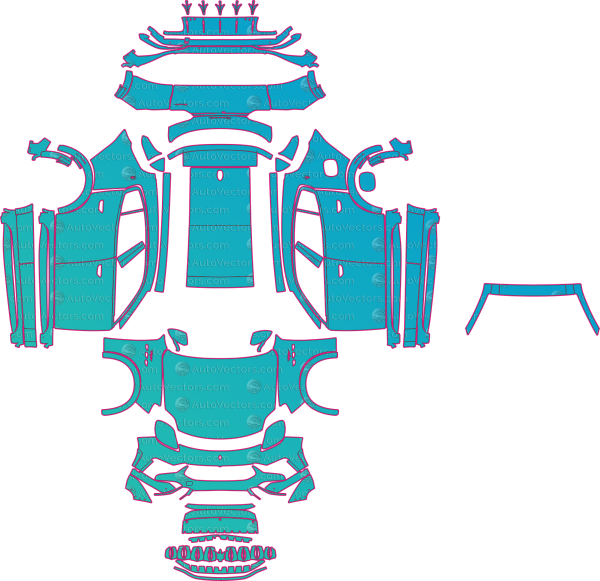 Maserati Grecale Trofeo (From 2027) SUV – pre-cut PPF pattern templates, instant digital download vector cut files (CDR, AI, PDF, SVG)