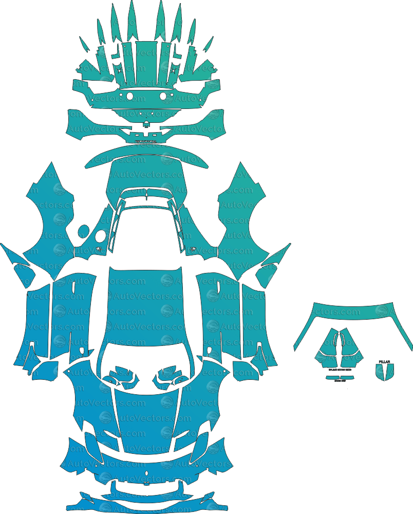 Maserati MC20 (From 2022) Base Coupe pre-cut PPF vector template download