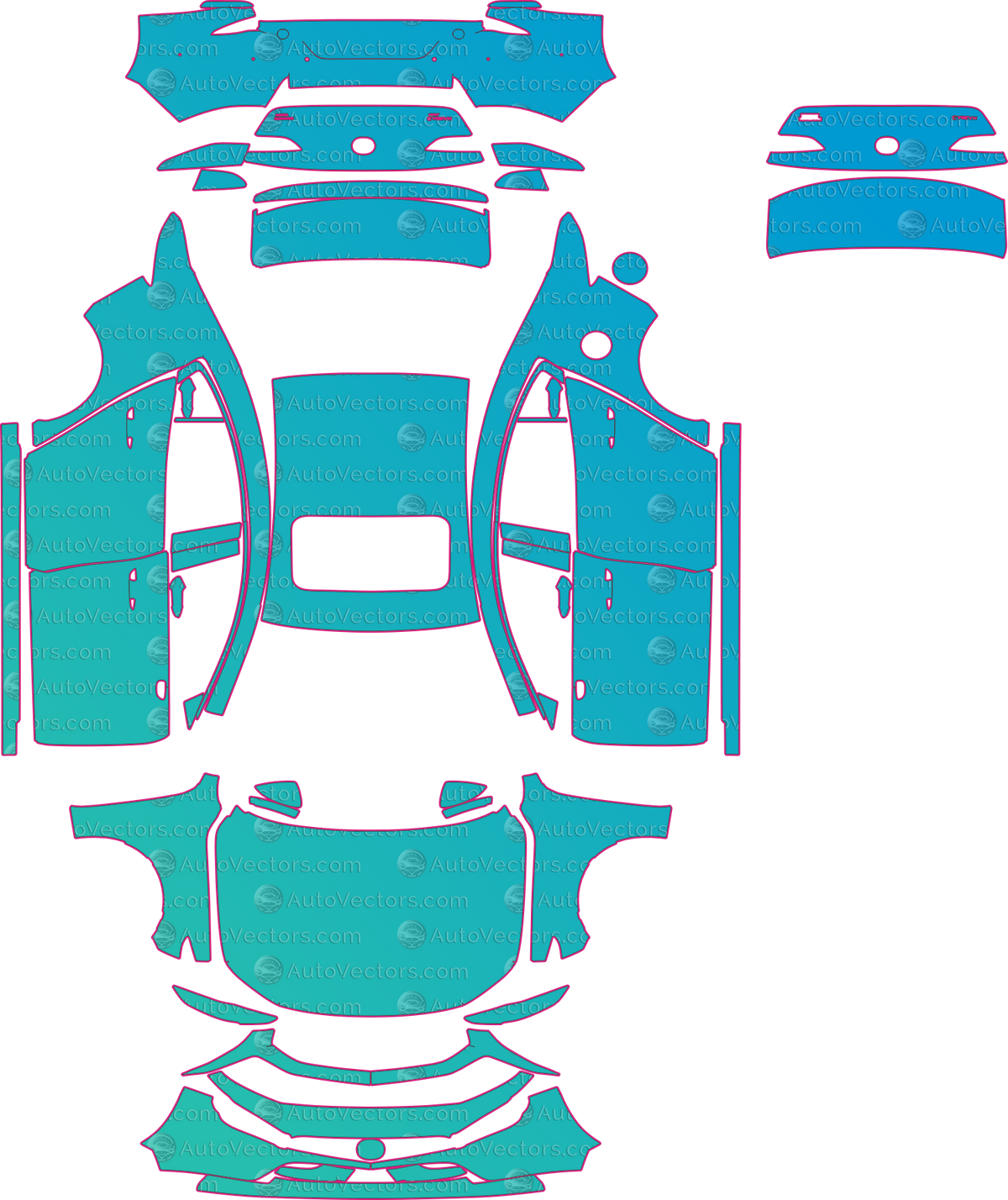 Mazda 3 Base (From 2019) Sedan – pre-cut PPF pattern templates, instant digital download vector cut files (CDR, AI, PDF, SVG)