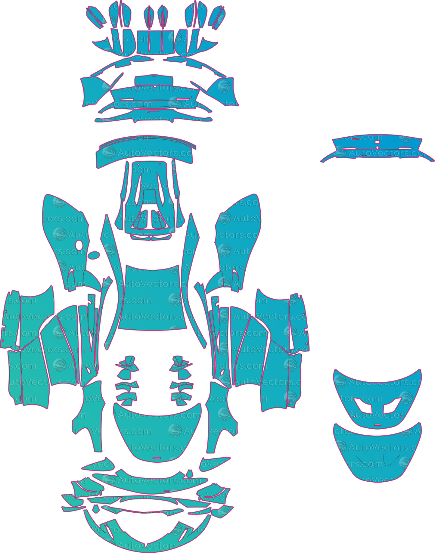 McLaren 570S P13 GT4 (From 2016) Coupe – pre-cut PPF pattern templates, instant digital download vector cut files (CDR, AI, PDF, SVG)