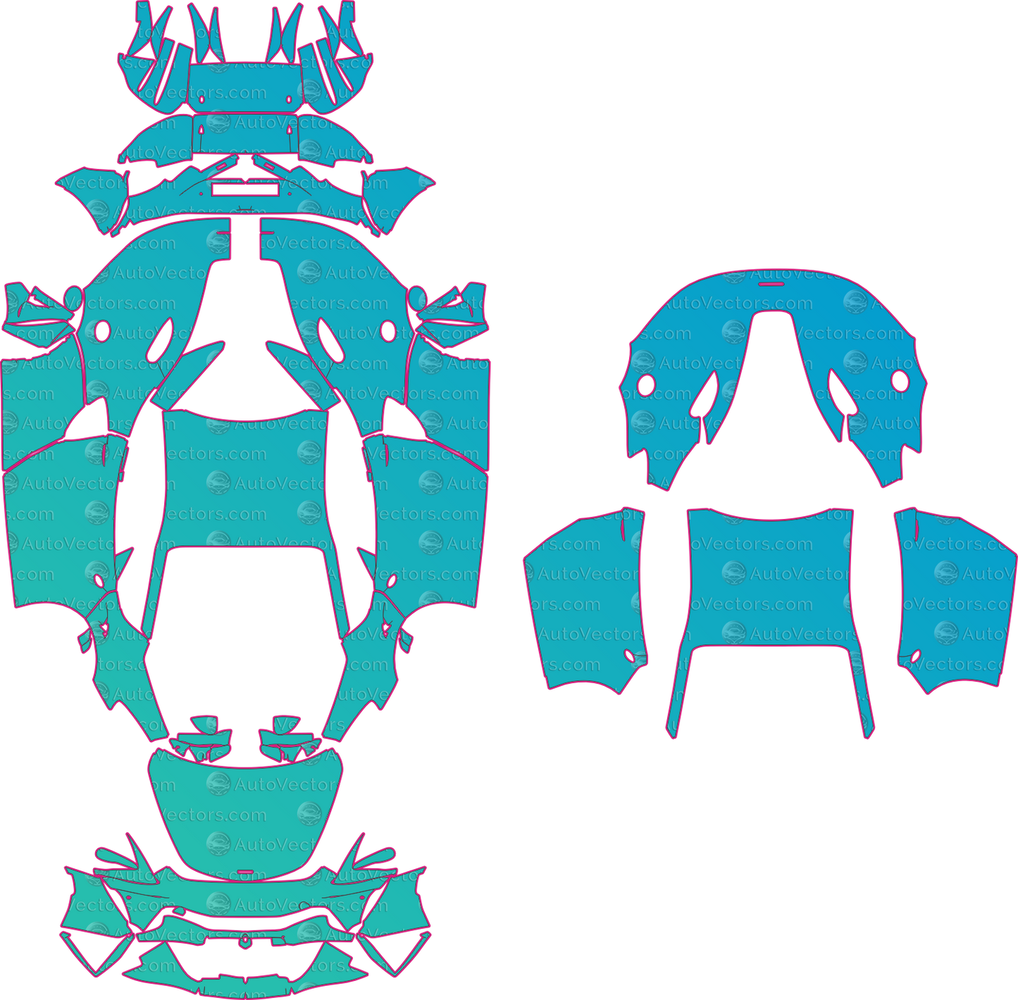 McLaren Artura (From 2023) Coupe – pre-cut PPF pattern templates, instant digital download vector cut files (CDR, AI, PDF, SVG)