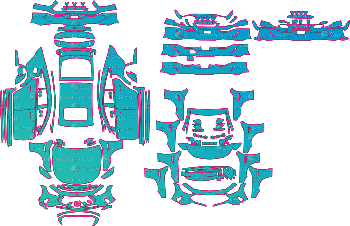 Mercedes-AMG GT X290 Facelift (From 2023) Coupe Pre-Cut PPF Pattern Templates – pre-cut PPF pattern templates, digital download vector files (CDR, AI, PDF, DXF, SVG)