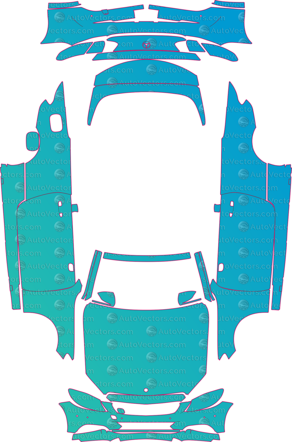 Mercedes-Benz C-Class Sport (From 2016) Cabriolet pre-cut PPF pattern layout