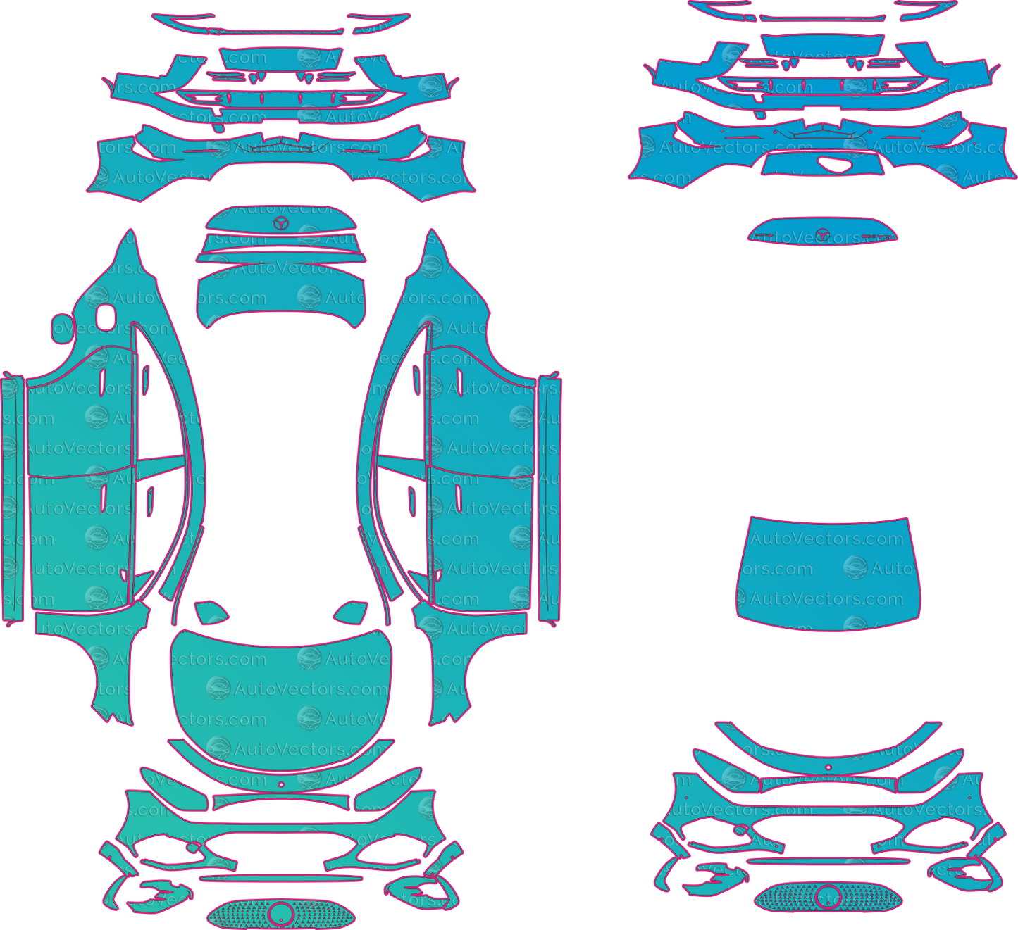 Mercedes-Benz CLA EQ C174 AMG LINE (From 2026) Sedan – pre-cut PPF pattern templates, instant digital download vector cut files (CDR, AI, PDF, SVG)
