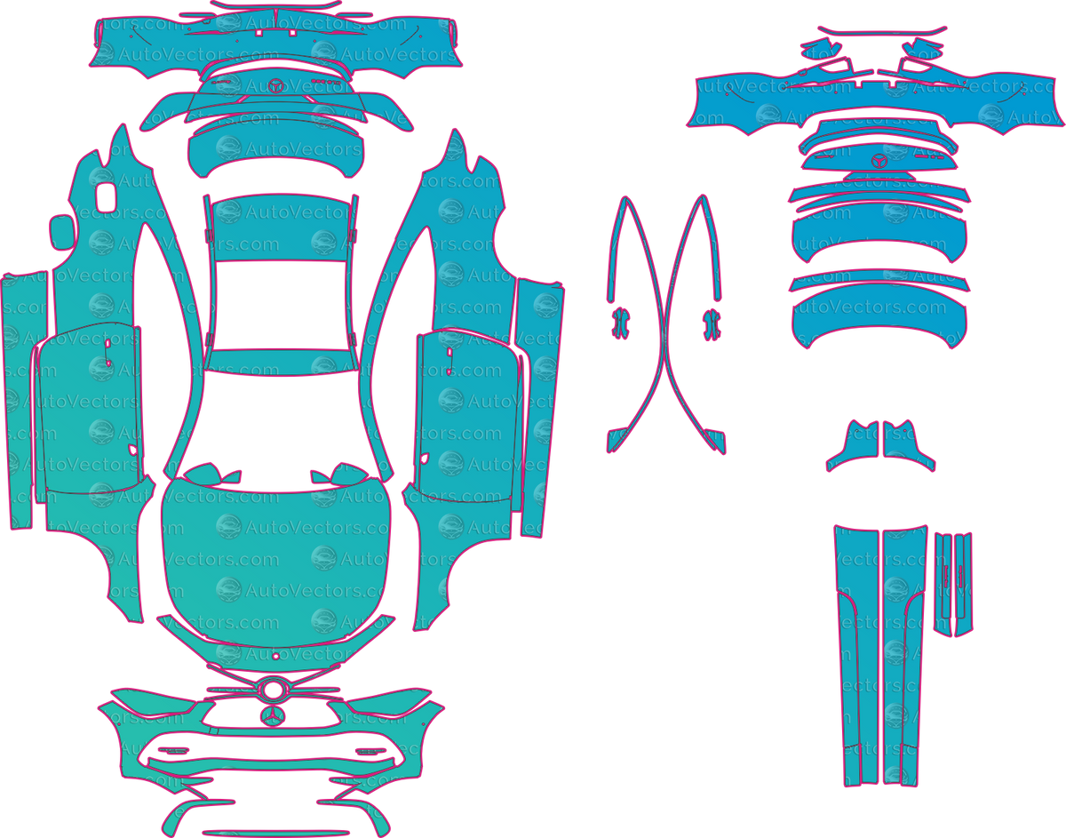 Mercedes-Benz CLE AMG Line (From 2024) Coupe pre-cut PPF pattern layout