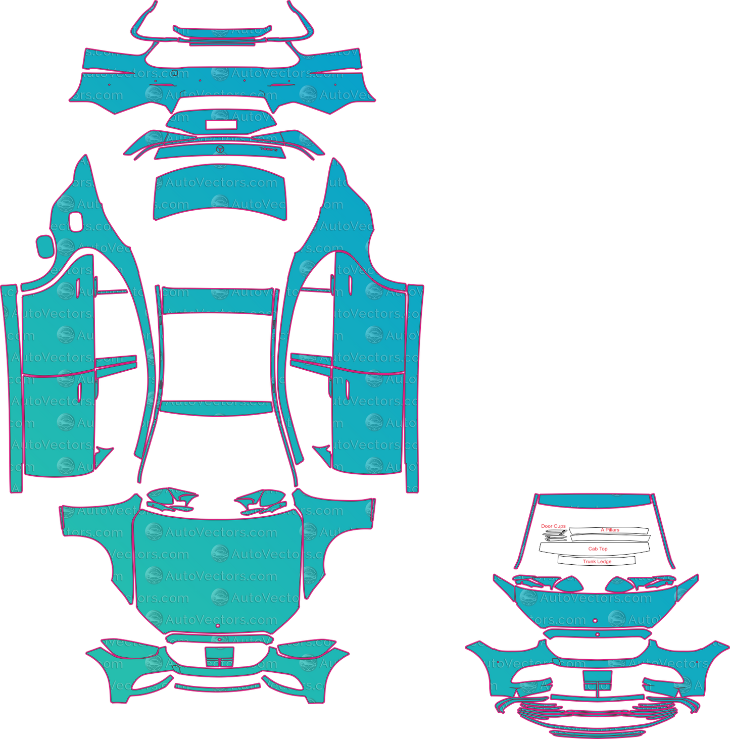 Mercedes-Benz S-Class V223 (From 2021) Sedan Pre-Cut PPF Pattern Templates – pre-cut PPF pattern templates, digital download vector files (CDR, AI, PDF, DXF, SVG)