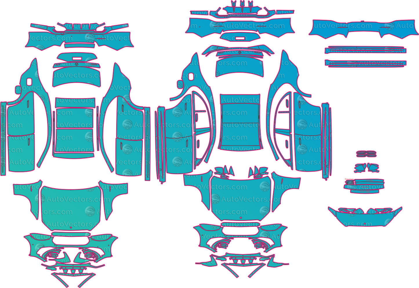 Mercedes-Benz S-Class W223 AMG (From 2024) Sedan Pre-Cut PPF Pattern Templates – pre-cut PPF pattern templates, digital download vector files (CDR, AI, PDF, DXF, SVG)