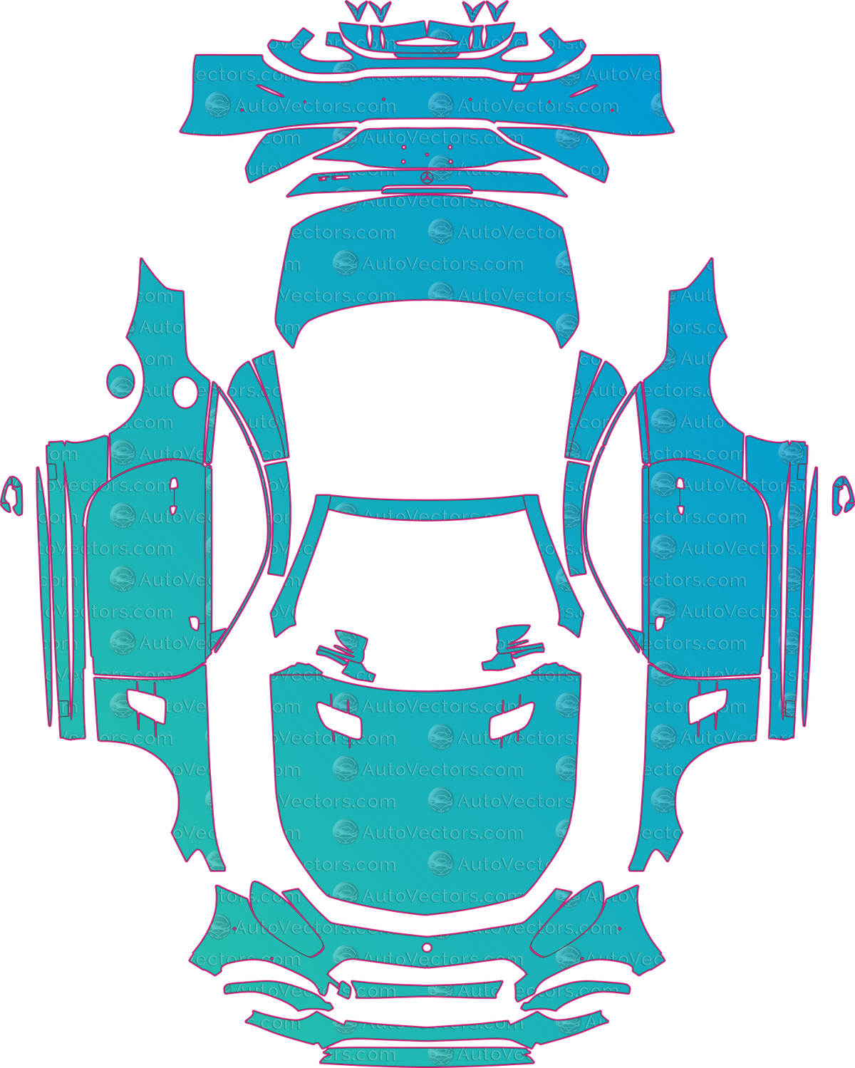 Mercedes-Benz SL Class R231 550-450 (From 2017) Roadster – pre-cut PPF pattern templates, instant digital download vector cut files (CDR, AI, PDF, SVG)