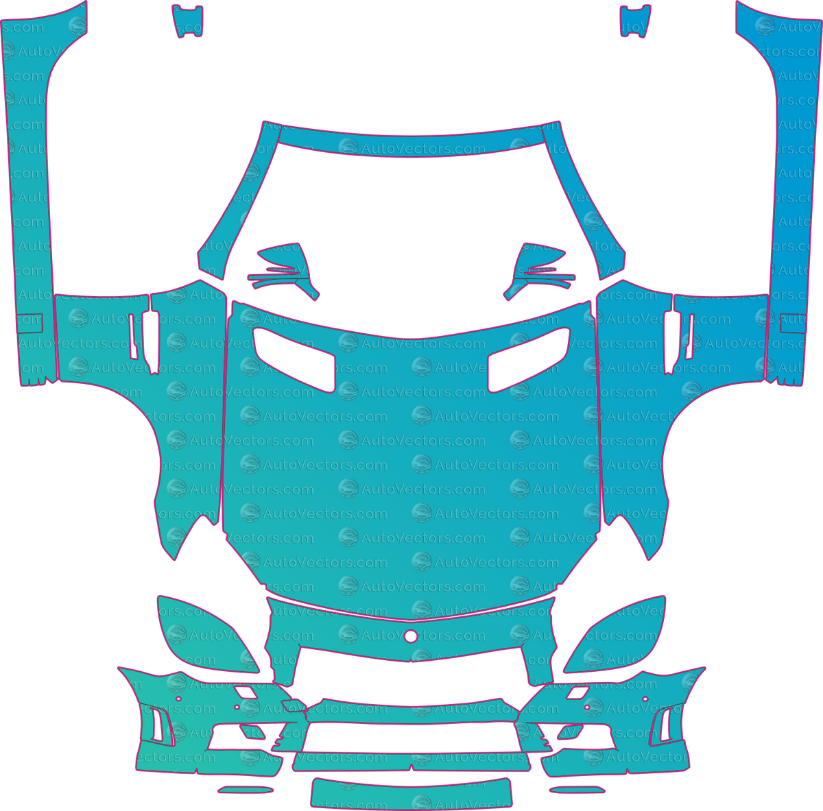 Mercedes-Benz SLK Class R172 55 AMG (From 2012) Convertible – pre-cut PPF pattern templates, instant digital download vector cut files (CDR, AI, PDF, SVG)