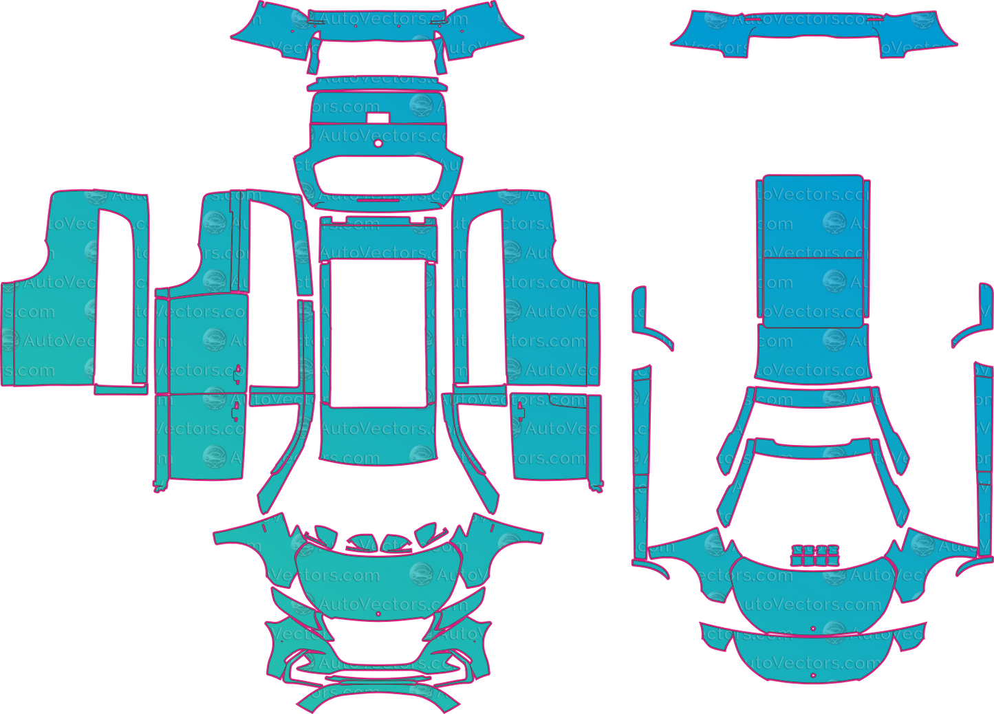 Mercedes-Benz Vito W447 LCI (From 2024) Panel Van Pre-Cut PPF Pattern Templates – pre-cut PPF pattern templates, digital download vector files (CDR, AI, PDF, DXF, SVG)