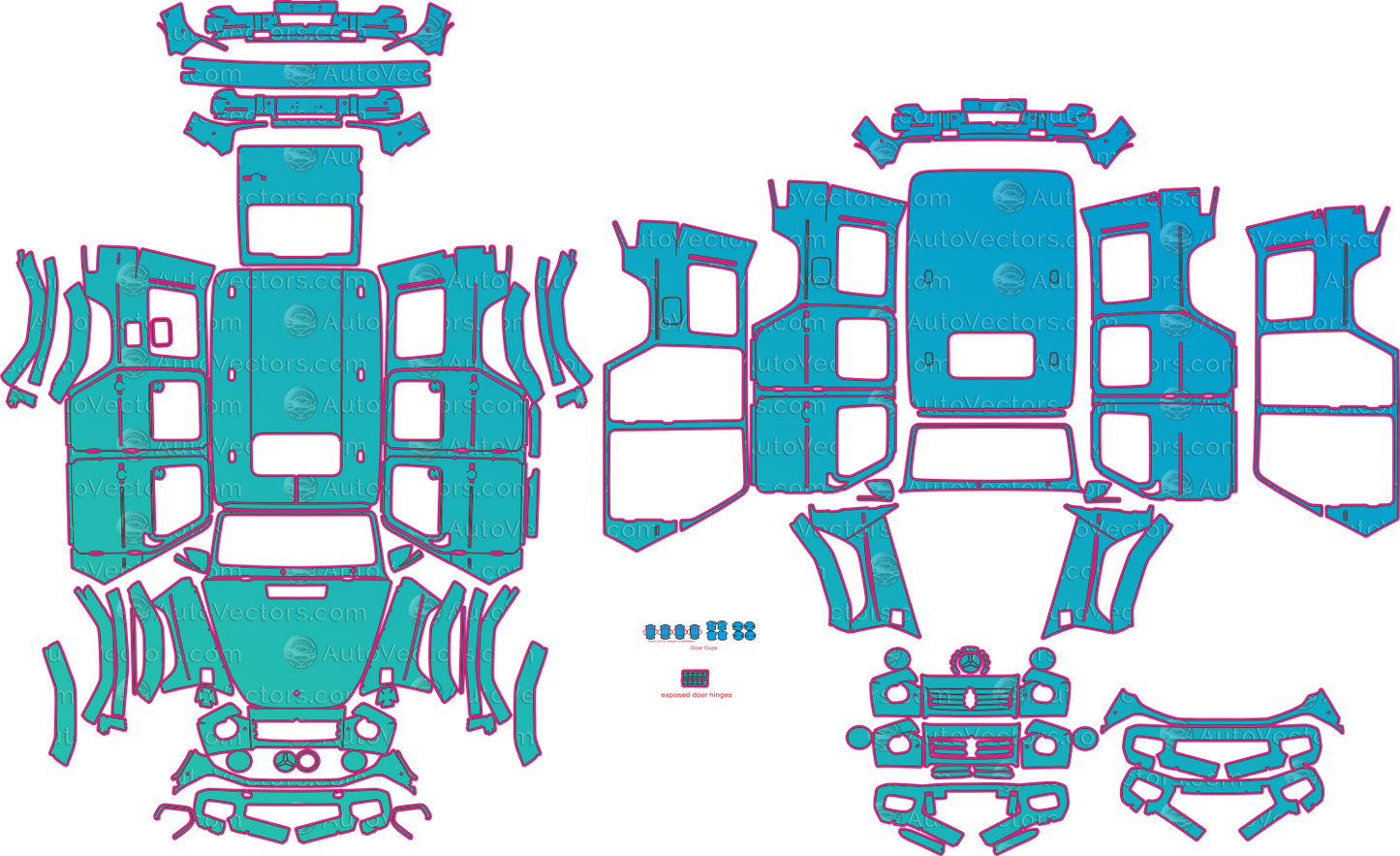 Mercedes G 580 AMG Line (From 2025) EQ-Technology SUV Pre-Cut PPF Pattern Templates – pre-cut PPF pattern templates, digital download vector files (CDR, AI, PDF, DXF, SVG)