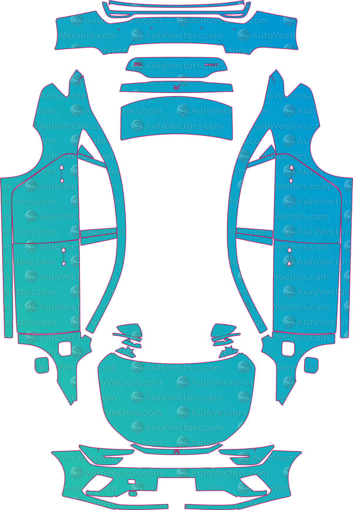 MG ER6 Base (From 2021) Sedan pre-cut PPF pattern layout