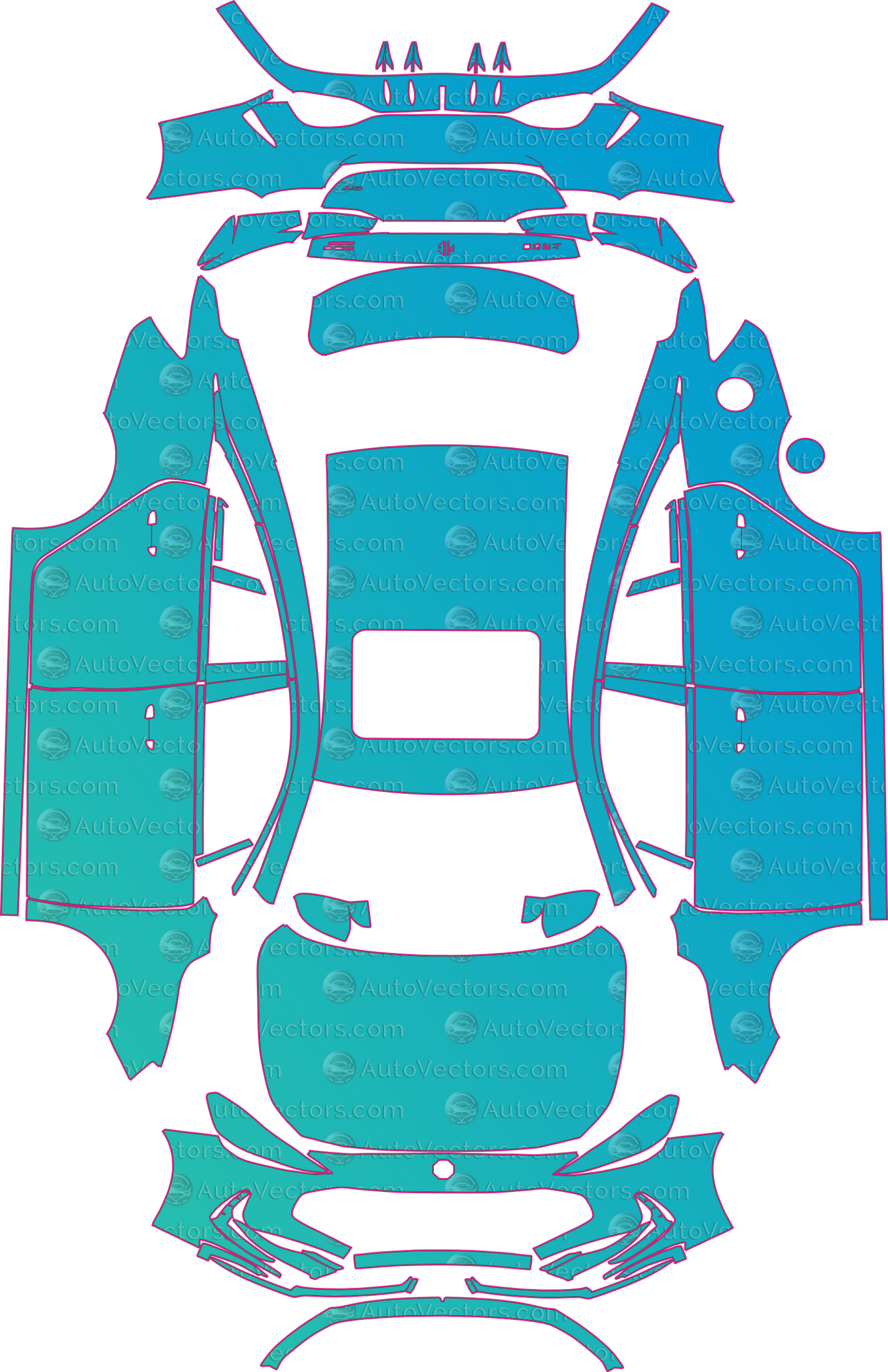 MG MG5 (From 2026) Sedan Pre-Cut PPF Pattern Templates – pre-cut PPF pattern templates, digital download vector files (CDR, AI, PDF, DXF, SVG)
