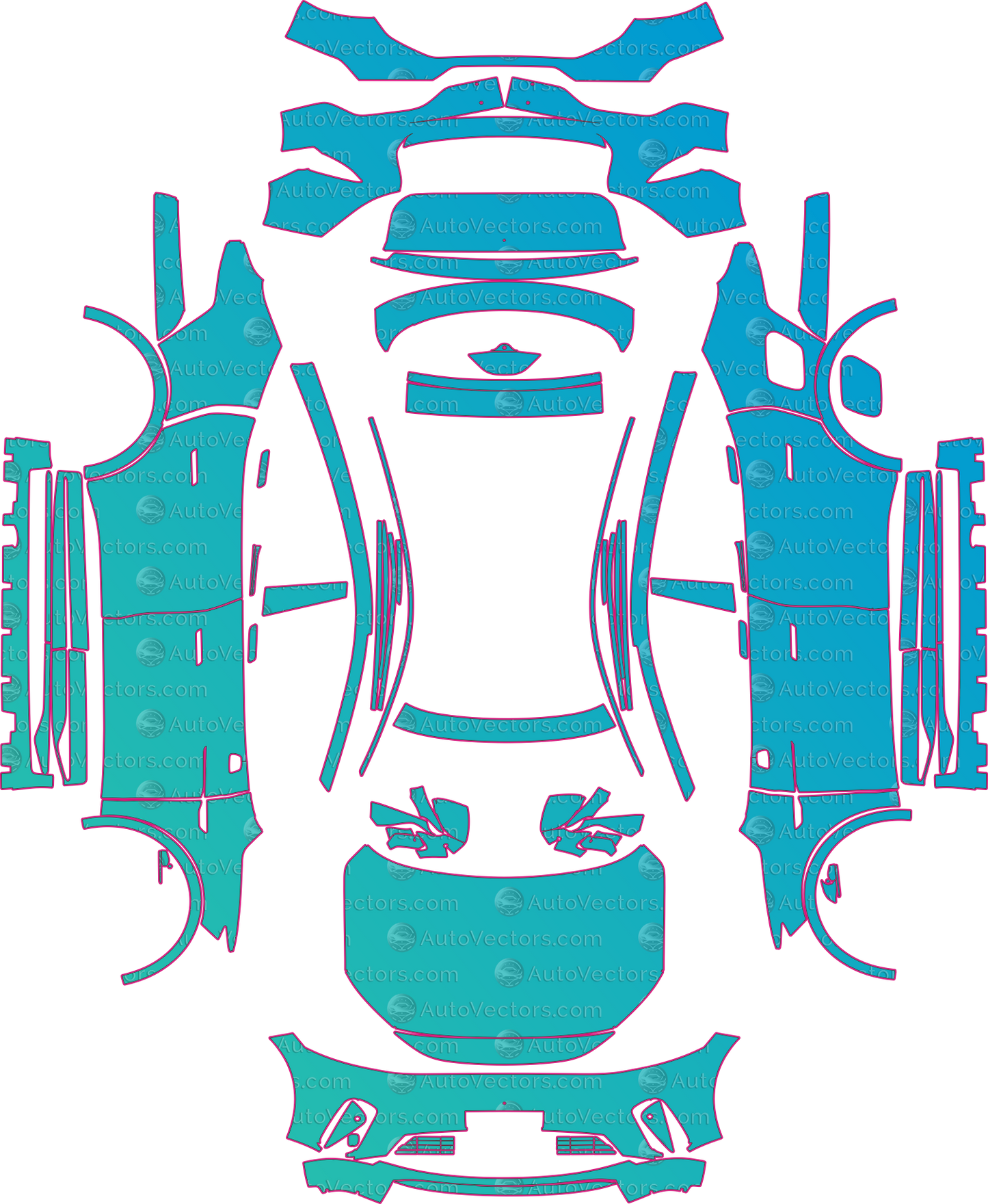 MG S9 EV ES33 (From 2024) SUV Pre-Cut PPF Pattern Templates – pre-cut PPF pattern templates, digital download vector files (CDR, AI, PDF, DXF, SVG)