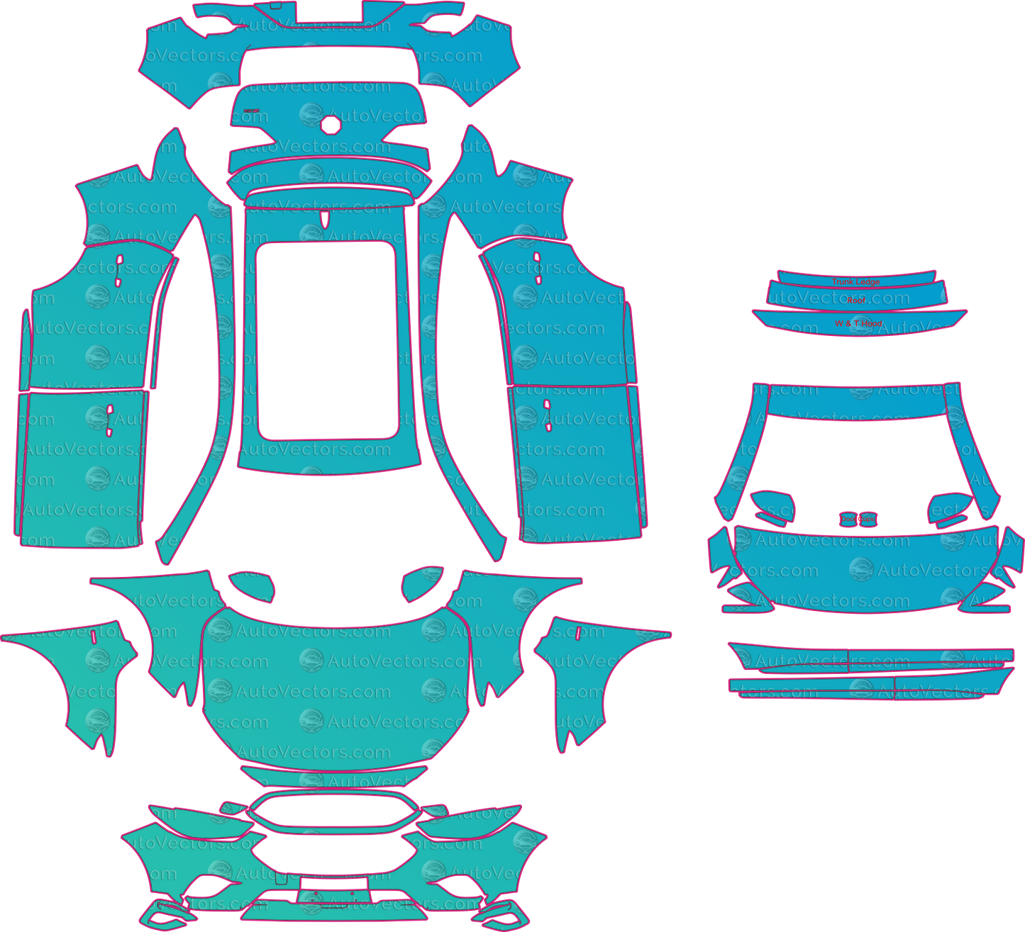 MG ZS ZS11 Facelift (From 2023) SUV Pre-Cut PPF Pattern Templates – pre-cut PPF pattern templates, digital download vector files (CDR, AI, PDF, DXF, SVG)