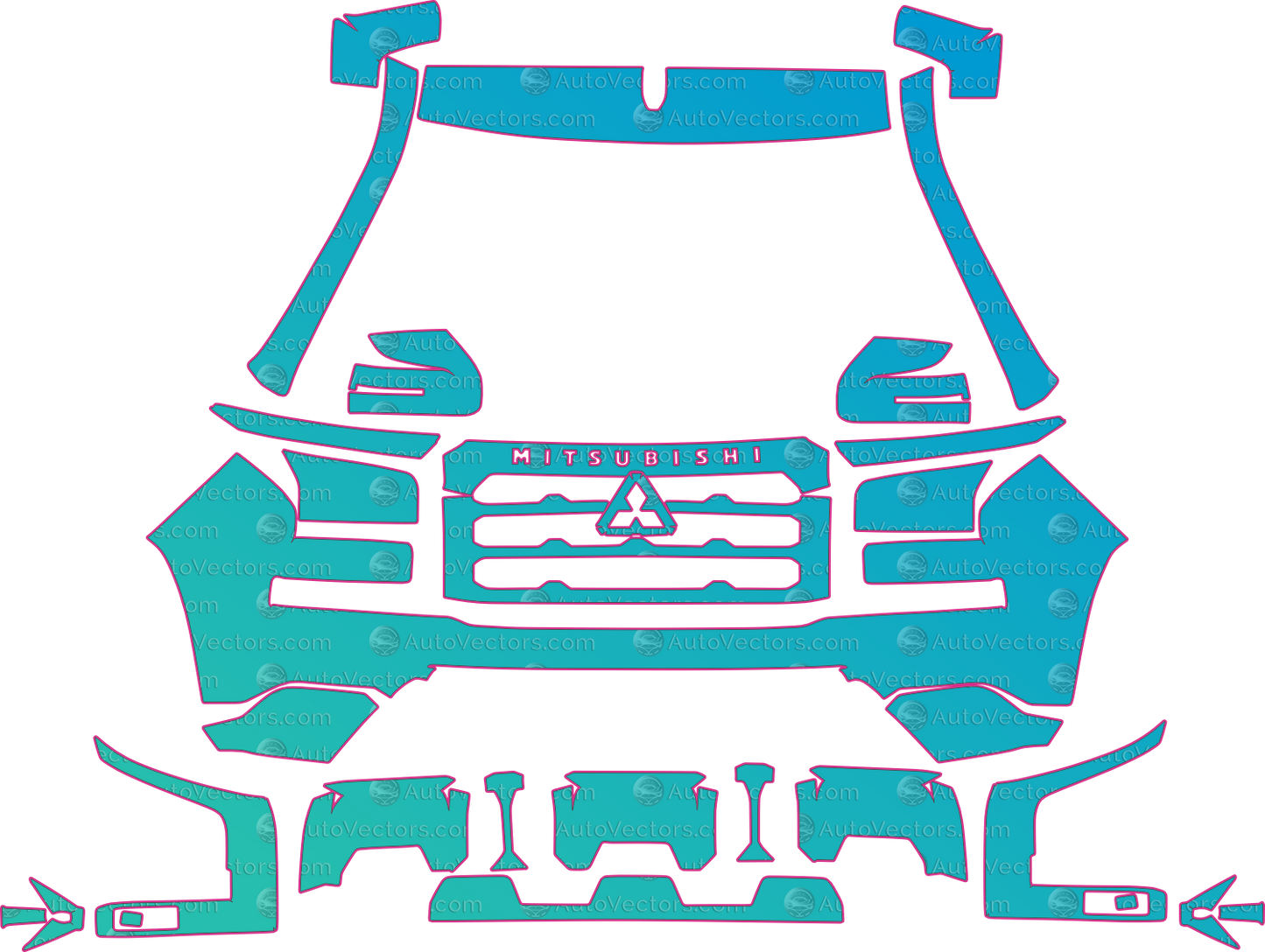 Mitsubishi L200 (From 2025) Pickup – pre-cut PPF pattern templates, instant digital download vector cut files (CDR, AI, PDF, SVG)