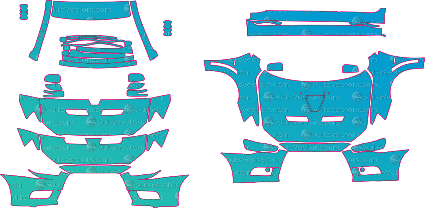 Mitsubishi Lancer EVOLUTION X CZ4A (From 2008) Sedan – pre-cut PPF pattern templates, instant digital download vector cut files (CDR, AI, PDF, SVG)