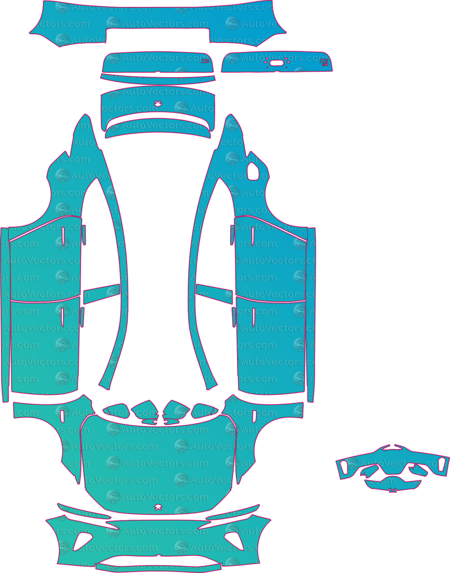 NIO ET7 (2022-2023) Sedan Pre-Cut PPF Pattern Templates – pre-cut PPF pattern templates, digital download vector files (CDR, AI, PDF, DXF, SVG)