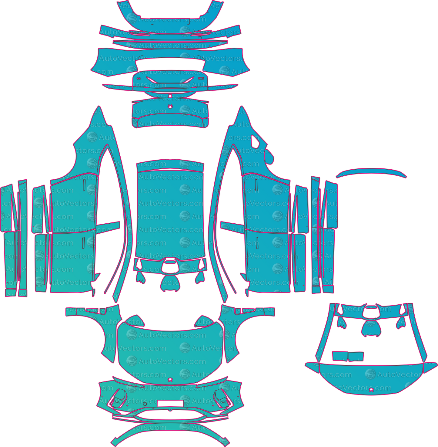 NIO ET9 (From 2025) Sedan Pre-Cut PPF Pattern Templates – pre-cut PPF pattern templates, digital download vector files (CDR, AI, PDF, DXF, SVG)