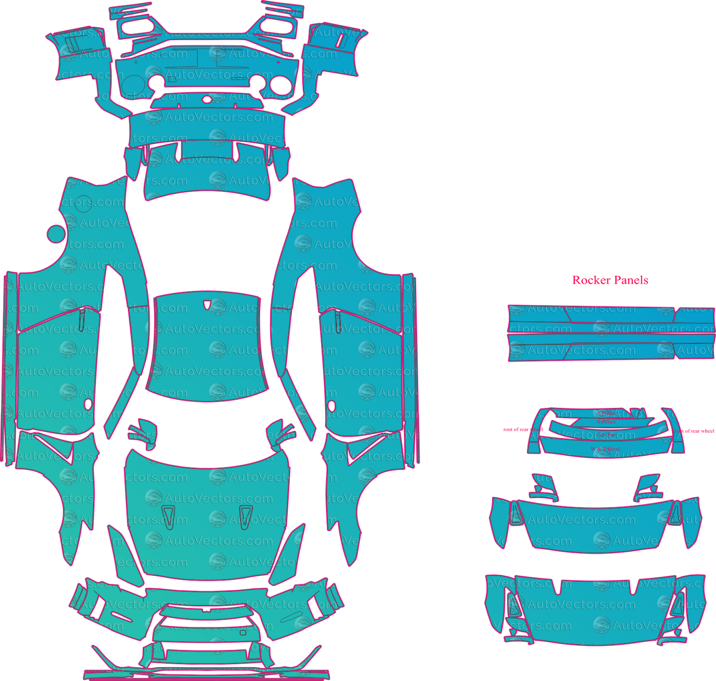 Nissan GT-R R35 NISMO (From 2014) Coupe Pre-Cut PPF Pattern Templates – pre-cut PPF pattern templates, digital download vector files (CDR, AI, PDF, DXF, SVG)