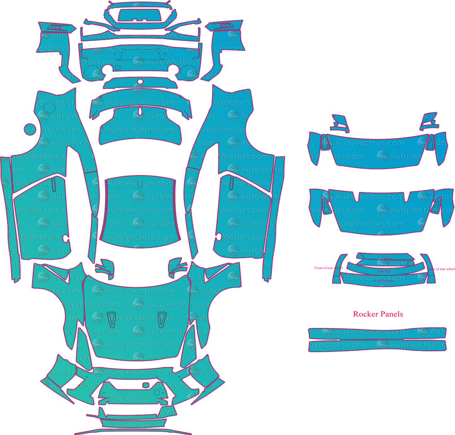 Nissan GT-R R35 Premium (From 2017) Coupe Pre-Cut PPF Pattern Templates – pre-cut PPF pattern templates, digital download vector files (CDR, AI, PDF, DXF, SVG)