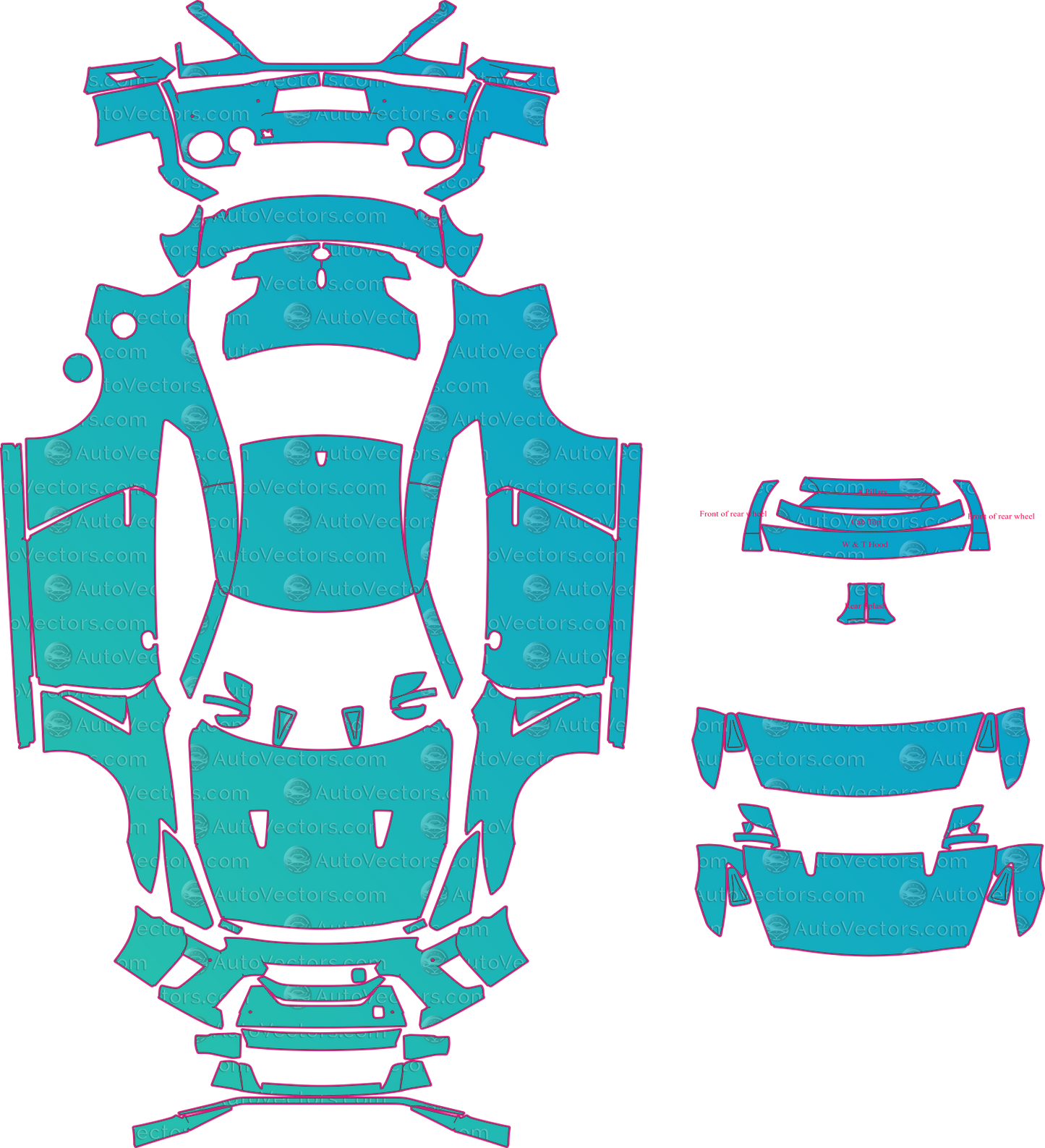 Nissan GT-R R35 Prestige Pure Recaro (From 2016) Coupe Pre-Cut PPF Pattern Templates – pre-cut PPF pattern templates, digital download vector files (CDR, AI, PDF, DXF, SVG)