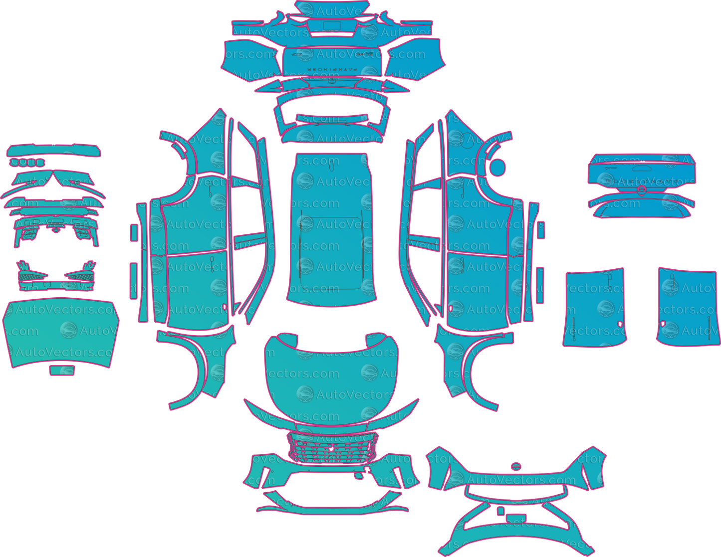 Nissan Pathfinder China (From 2024) SUV – pre-cut PPF pattern templates, instant digital download vector cut files (CDR, AI, PDF, SVG)
