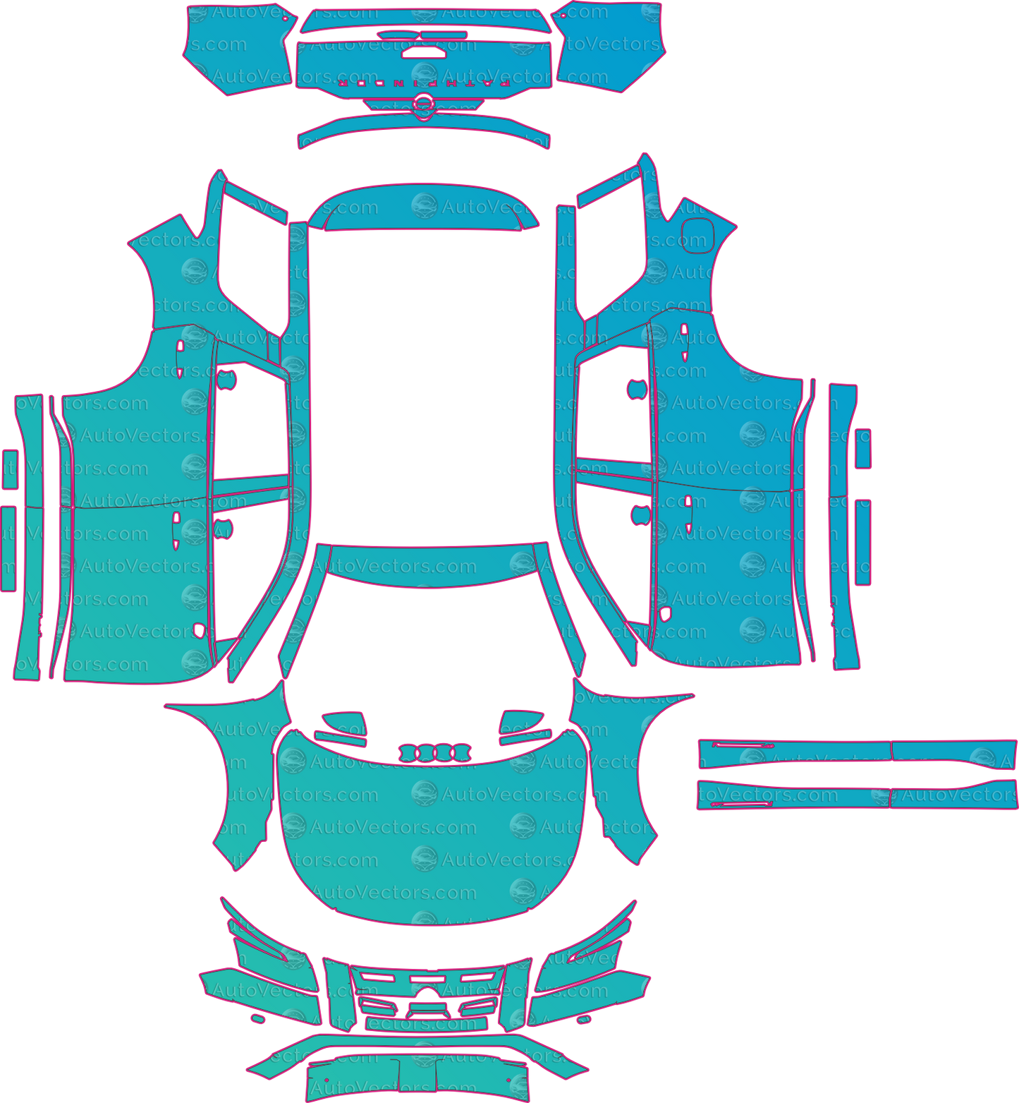 Nissan Pathfinder Rock Creek (From 2022) SUV – pre-cut PPF pattern templates, instant digital download vector cut files (CDR, AI, PDF, SVG)