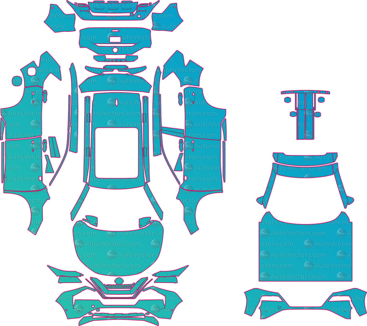 Nissan X-Trail Base (From 2023) SUV pre-cut PPF pattern layout