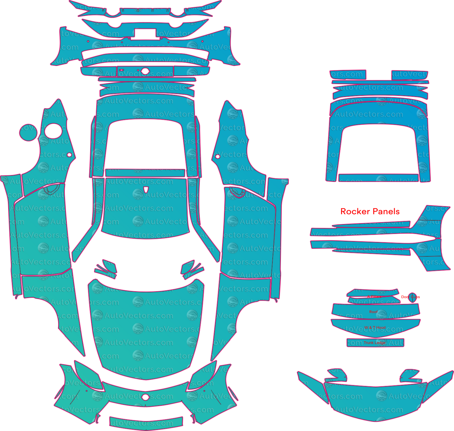 Nissan Z RZ34 Performance (From 2023) Coupe Pre-Cut PPF Pattern Templates – pre-cut PPF pattern templates, digital download vector files (CDR, AI, PDF, DXF, SVG)